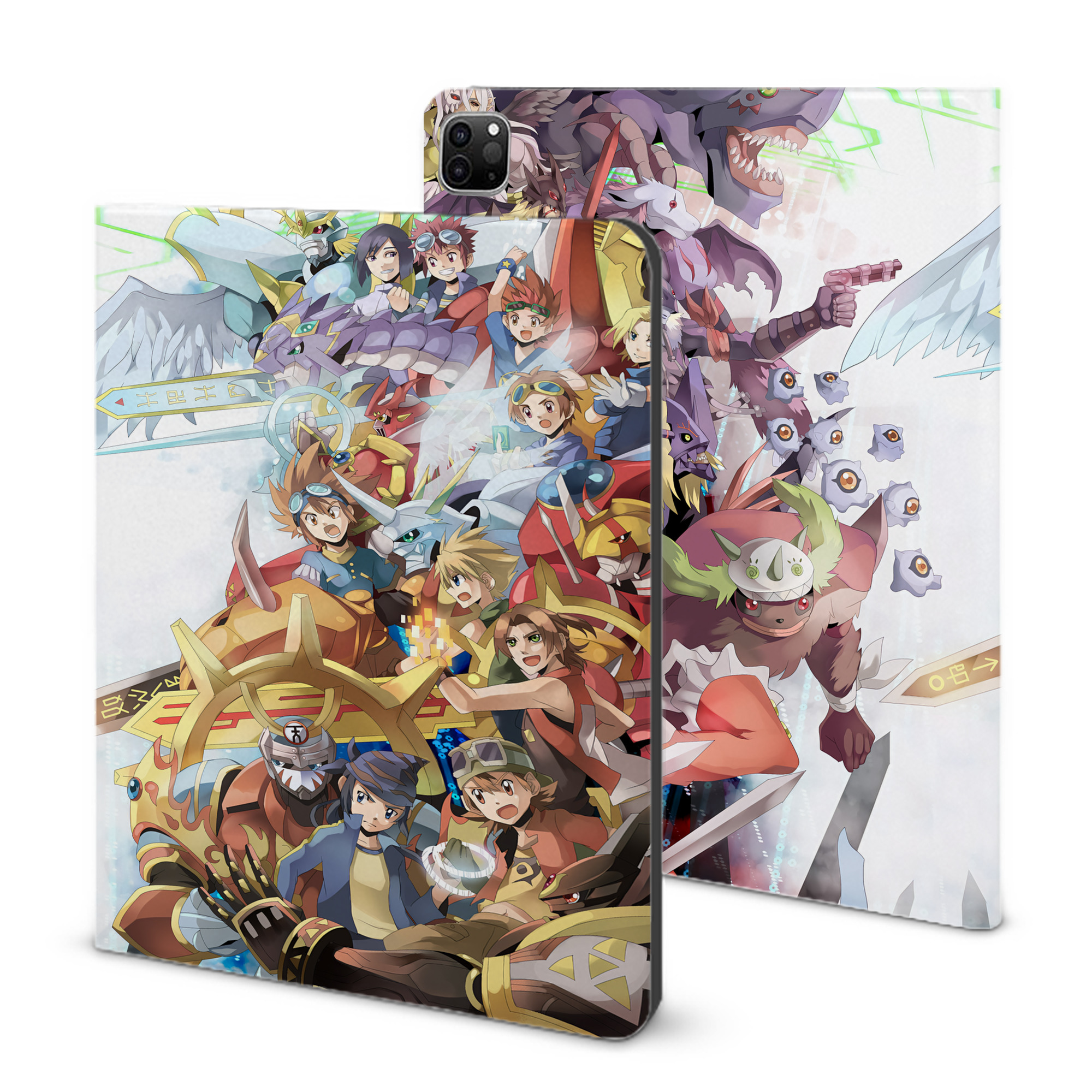 （画像用） Digimon デジタルモンスター/デジモン IPad ケース ブック型 PUレザー TPU 耐衝撃 軽量 薄型 ペン収納なし 全面保護 IPad 各モデル対応
